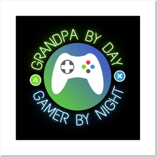 Grandpa By Day Gamer By Night Funny Gaming Posters and Art